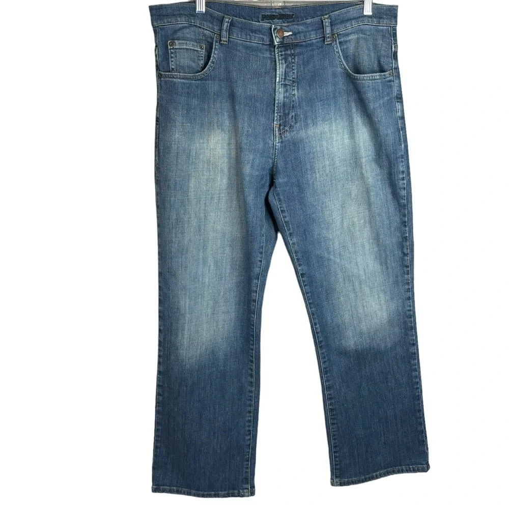 Men Pendleton Factory Thigh Fade Distress Jeans 38”X28” Relaxed Fit Straight Leg